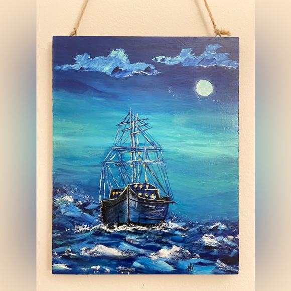 Acrylic Ocean Artwork on wood - Picture 4 of 8